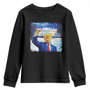 Trump 2024 Youth Sweatshirt Christmas Starry Night Vincent Van Gogh TS09 Black Print Your Wear