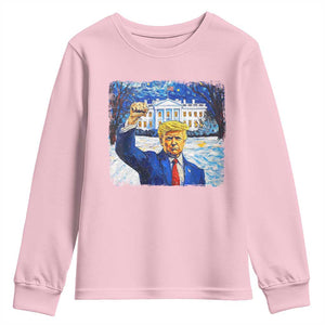 Trump 2024 Youth Sweatshirt Christmas Starry Night Vincent Van Gogh TS09 Light Pink Print Your Wear