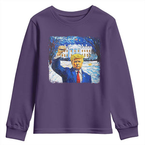 Trump 2024 Youth Sweatshirt Christmas Starry Night Vincent Van Gogh TS09 Purple Print Your Wear