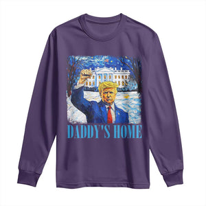 Trump 2024 Long Sleeve Shirt Daddy's Home Starry Night Christmas TS09 Purple Print Your Wear