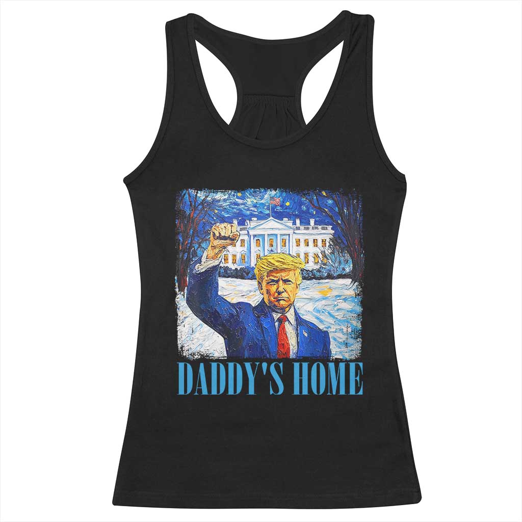 Trump 2024 Racerback Tank Top Daddy's Home Starry Night Christmas TS09 Black Print Your Wear