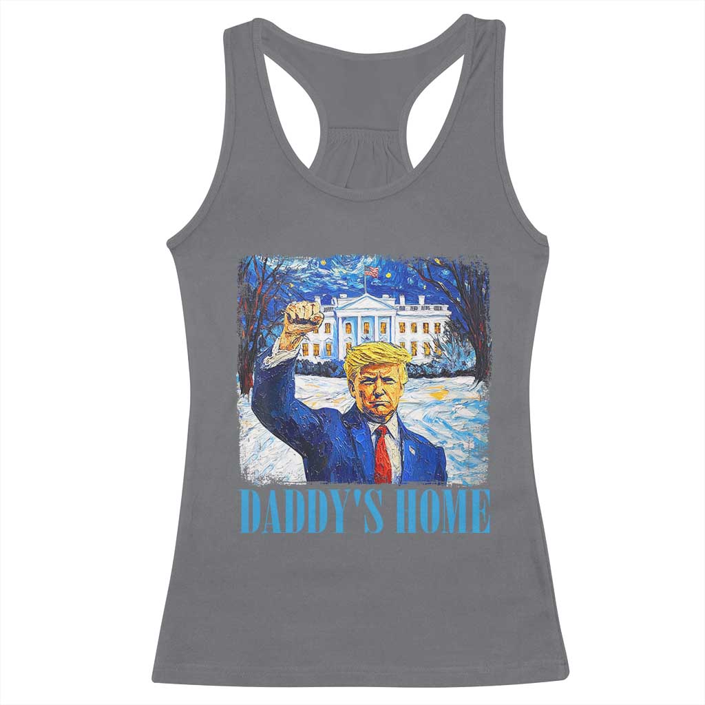 Trump 2024 Racerback Tank Top Daddy's Home Starry Night Christmas TS09 Charcoal Print Your Wear