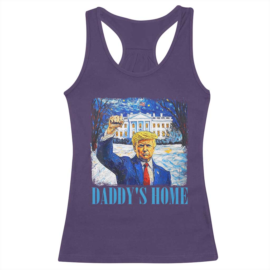 Trump 2024 Racerback Tank Top Daddy's Home Starry Night Christmas TS09 Purple Print Your Wear