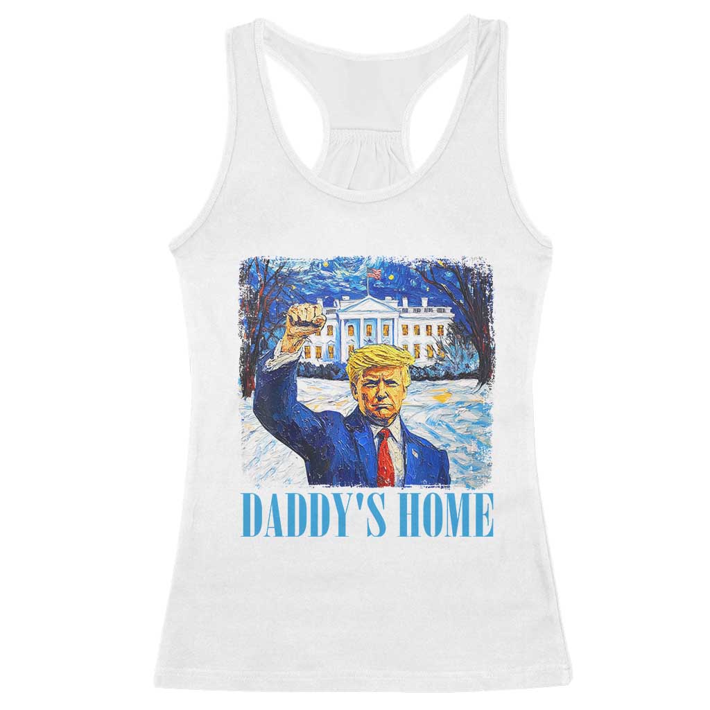 Trump 2024 Racerback Tank Top Daddy's Home Starry Night Christmas TS09 White Print Your Wear