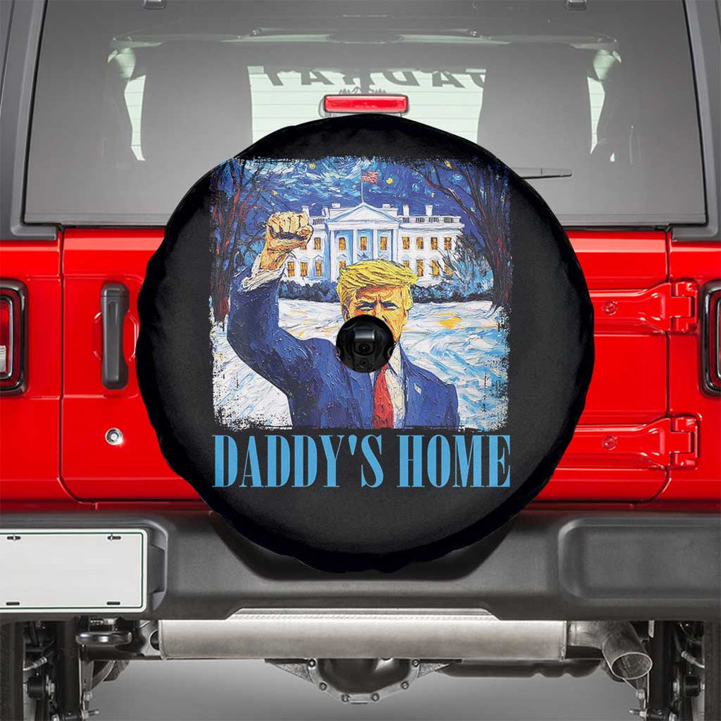 Trump 2024 Spare Tire Cover Daddy's Home Starry Night Christmas TS09 Black Print Your Wear