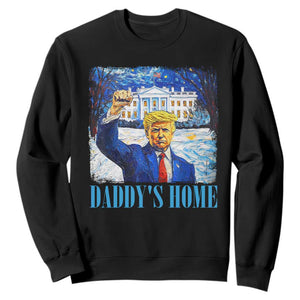 Trump 2024 Sweatshirt Daddy's Home Starry Night Christmas TS09 Black Print Your Wear