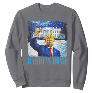 Trump 2024 Sweatshirt Daddy's Home Starry Night Christmas TS09 Charcoal Print Your Wear