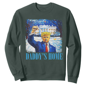Trump 2024 Sweatshirt Daddy's Home Starry Night Christmas TS09 Dark Forest Green Print Your Wear