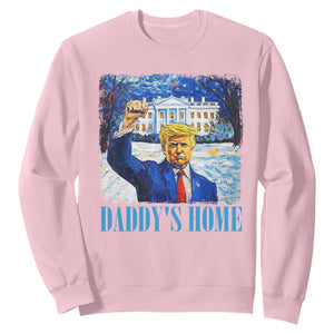 Trump 2024 Sweatshirt Daddy's Home Starry Night Christmas TS09 Light Pink Print Your Wear