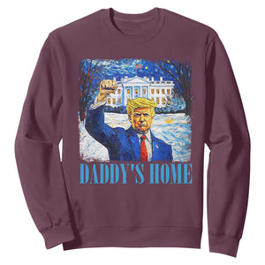 Trump 2024 Sweatshirt Daddy's Home Starry Night Christmas TS09 Maroon Print Your Wear