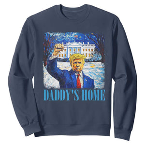 Trump 2024 Sweatshirt Daddy's Home Starry Night Christmas TS09 Navy Print Your Wear