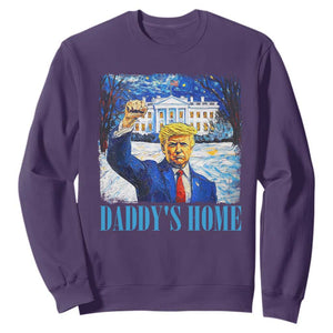 Trump 2024 Sweatshirt Daddy's Home Starry Night Christmas TS09 Purple Print Your Wear