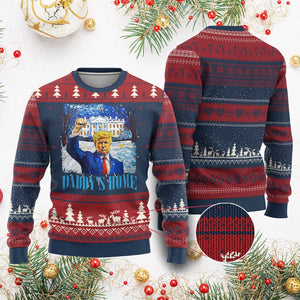 Trump 2024 Ugly Christmas Sweater Daddy's Home Starry Night Christmas TS09 Burgundy Print Your Wear