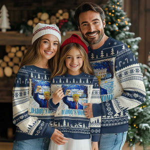 Trump 2024 Ugly Christmas Sweater Daddy's Home Starry Night Christmas TS09 Navy Print Your Wear