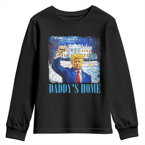 Trump 2024 Youth Sweatshirt Daddy's Home Starry Night Christmas TS09 Black Print Your Wear