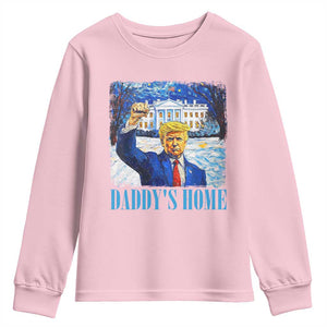 Trump 2024 Youth Sweatshirt Daddy's Home Starry Night Christmas TS09 Light Pink Print Your Wear
