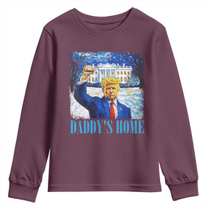 Trump 2024 Youth Sweatshirt Daddy's Home Starry Night Christmas TS09 Maroon Print Your Wear