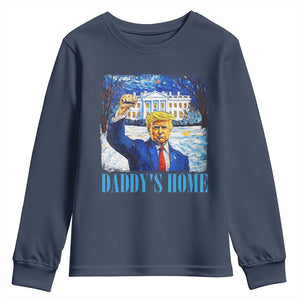 Trump 2024 Youth Sweatshirt Daddy's Home Starry Night Christmas TS09 Navy Print Your Wear