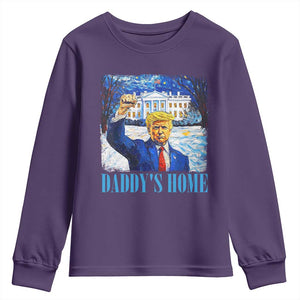 Trump 2024 Youth Sweatshirt Daddy's Home Starry Night Christmas TS09 Purple Print Your Wear