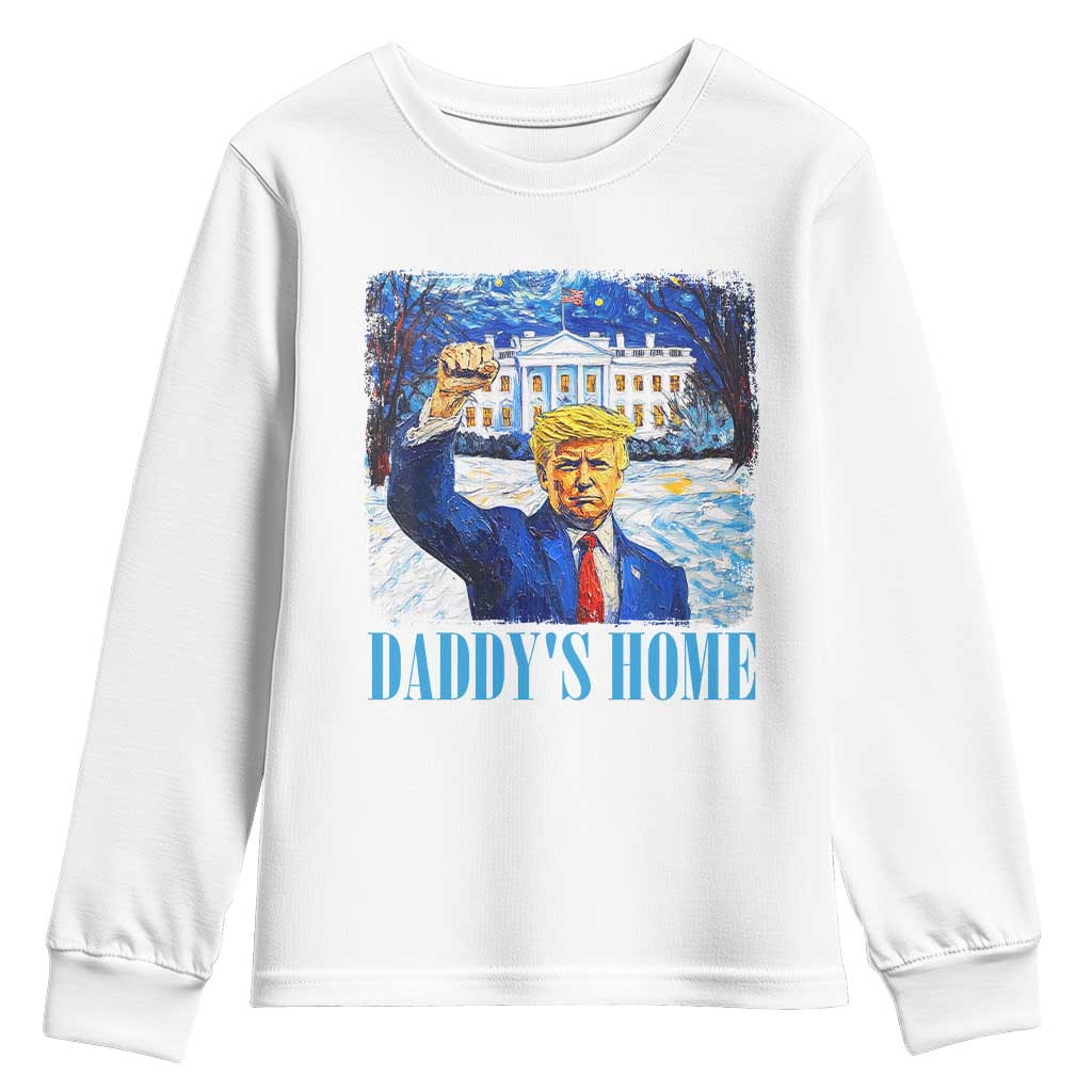 Trump 2024 Youth Sweatshirt Daddy's Home Starry Night Christmas TS09 White Print Your Wear