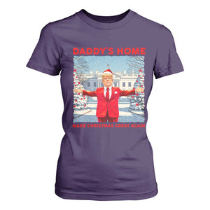 Christmas Trump T Shirt For Women Daddy's Home Make Christmas Great Again TS09 Purple Print Your Wear