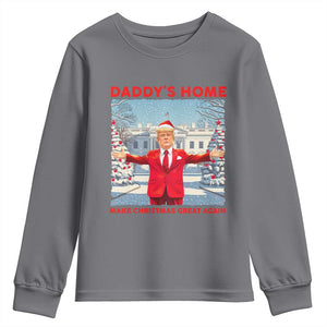 Christmas Trump Youth Sweatshirt Daddy's Home Make Christmas Great Again TS09 Charcoal Print Your Wear
