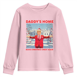 Christmas Trump Youth Sweatshirt Daddy's Home Make Christmas Great Again TS09 Light Pink Print Your Wear