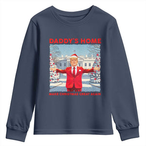 Christmas Trump Youth Sweatshirt Daddy's Home Make Christmas Great Again TS09 Navy Print Your Wear