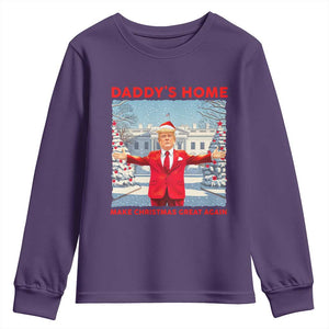 Christmas Trump Youth Sweatshirt Daddy's Home Make Christmas Great Again TS09 Purple Print Your Wear
