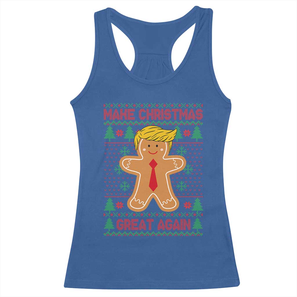 Funny Christmas Trump Racerback Tank Top Gingerbread Trump Make Christmas Great Again TS09 Royal Blue Print Your Wear