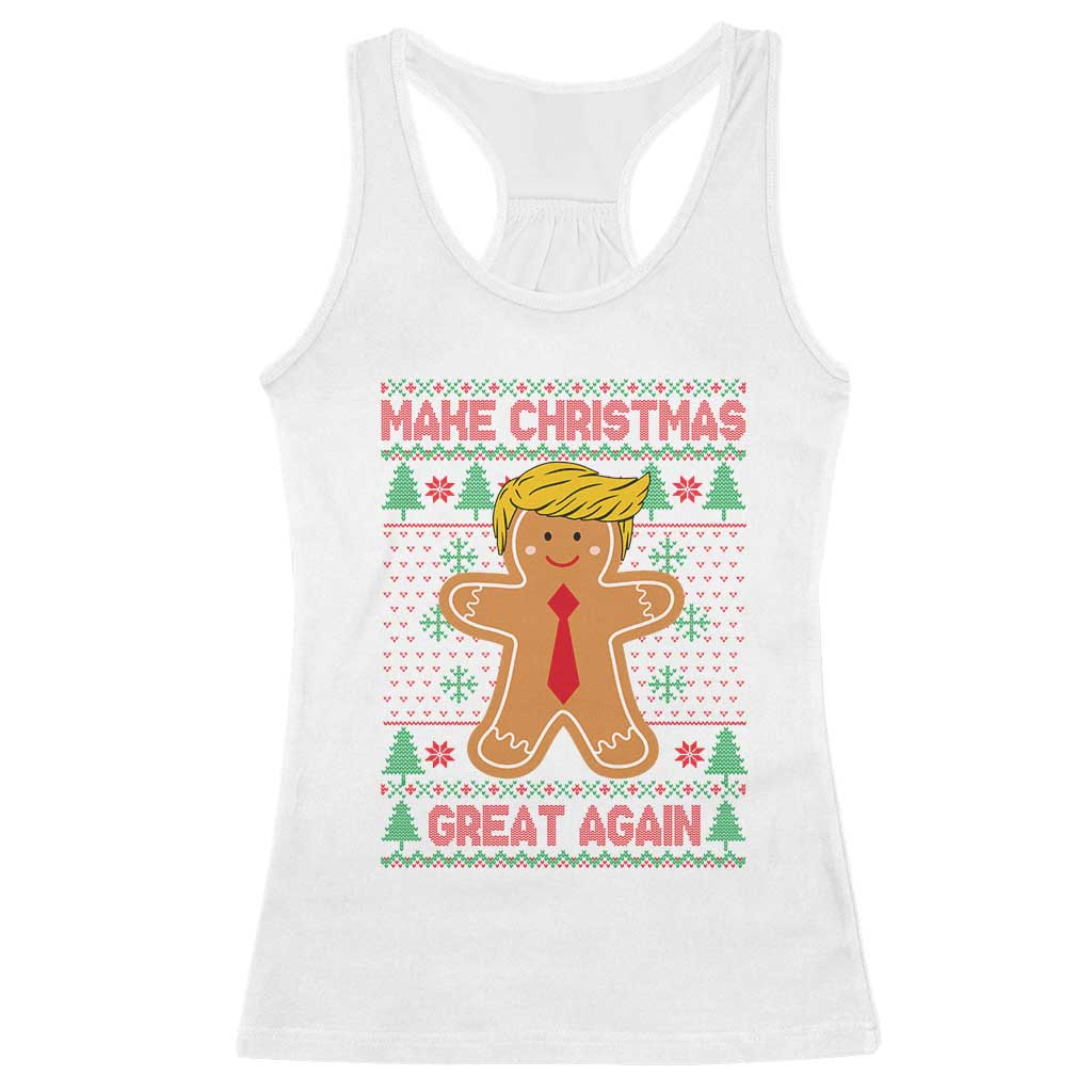 Funny Christmas Trump Racerback Tank Top Gingerbread Trump Make Christmas Great Again TS09 White Print Your Wear
