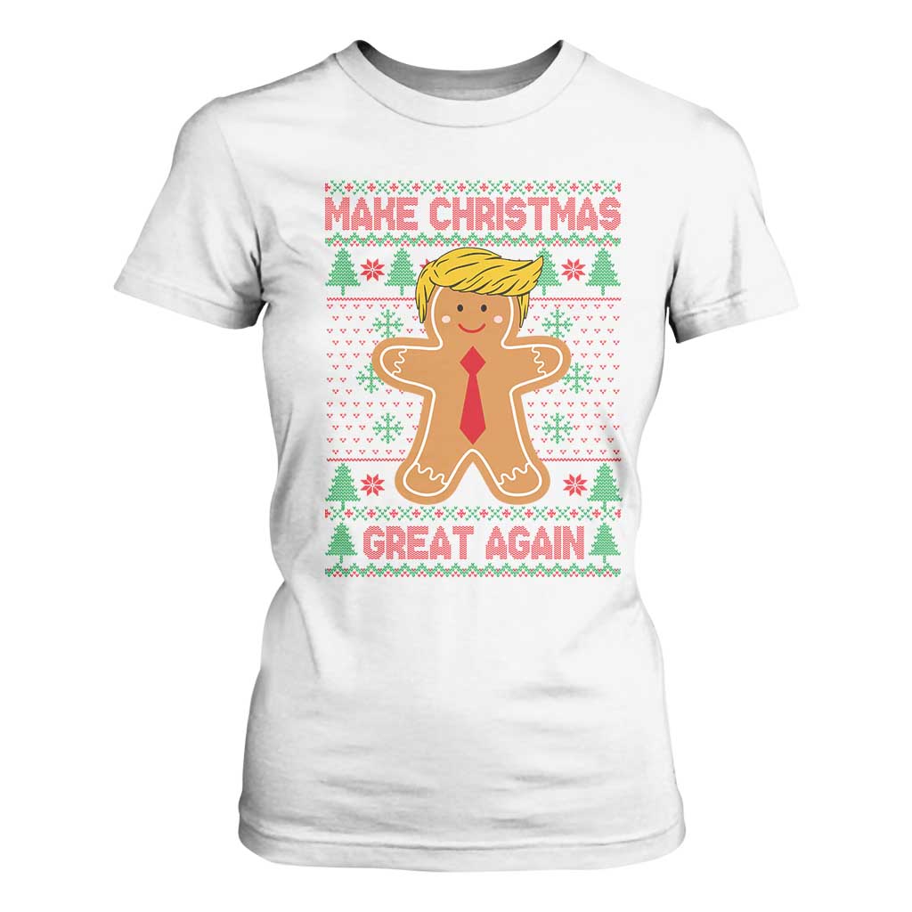 Funny Christmas Trump T Shirt For Women Gingerbread Trump Make Christmas Great Again TS09 White Print Your Wear