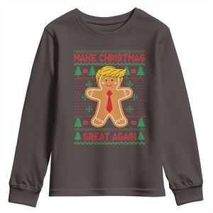 Funny Christmas Trump Youth Sweatshirt Gingerbread Trump Make Christmas Great Again TS09 Dark Chocolate Print Your Wear