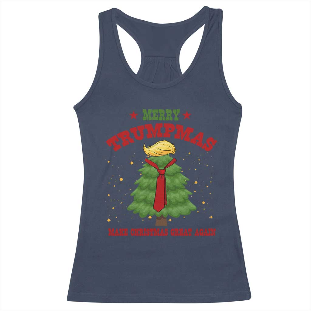 Christmas Trump Racerback Tank Top Merry Trumpmas Make Christmas Great Again TS09 Navy Print Your Wear