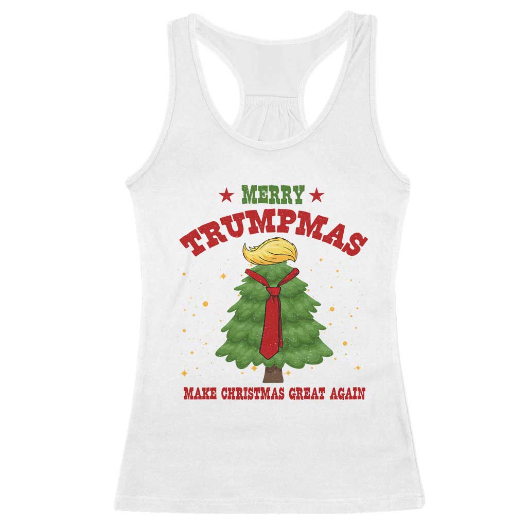 Christmas Trump Racerback Tank Top Merry Trumpmas Make Christmas Great Again TS09 White Print Your Wear