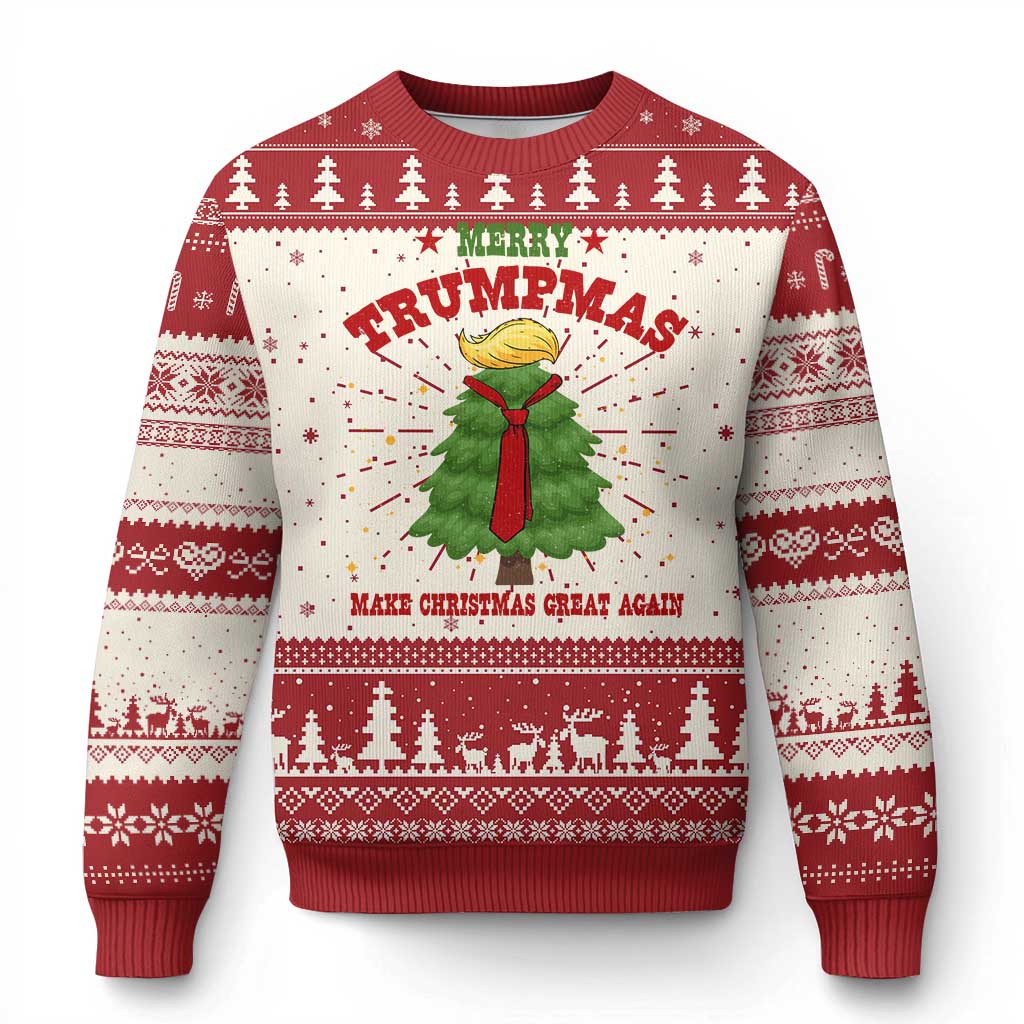 Xmas Trump Ugly Christmas Sweater Merry Trumpmas Make Christmas Great Again TS09 Red Print Your Wear