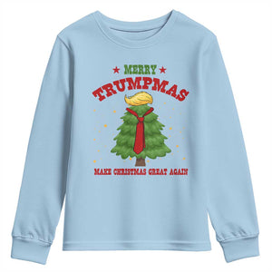 Christmas Trump Youth Sweatshirt Merry Trumpmas Make Christmas Great Again TS09 Light Blue Print Your Wear
