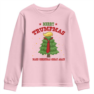 Christmas Trump Youth Sweatshirt Merry Trumpmas Make Christmas Great Again TS09 Light Pink Print Your Wear