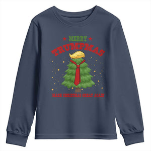 Christmas Trump Youth Sweatshirt Merry Trumpmas Make Christmas Great Again TS09 Navy Print Your Wear