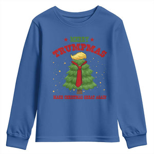 Christmas Trump Youth Sweatshirt Merry Trumpmas Make Christmas Great Again TS09 Royal Blue Print Your Wear