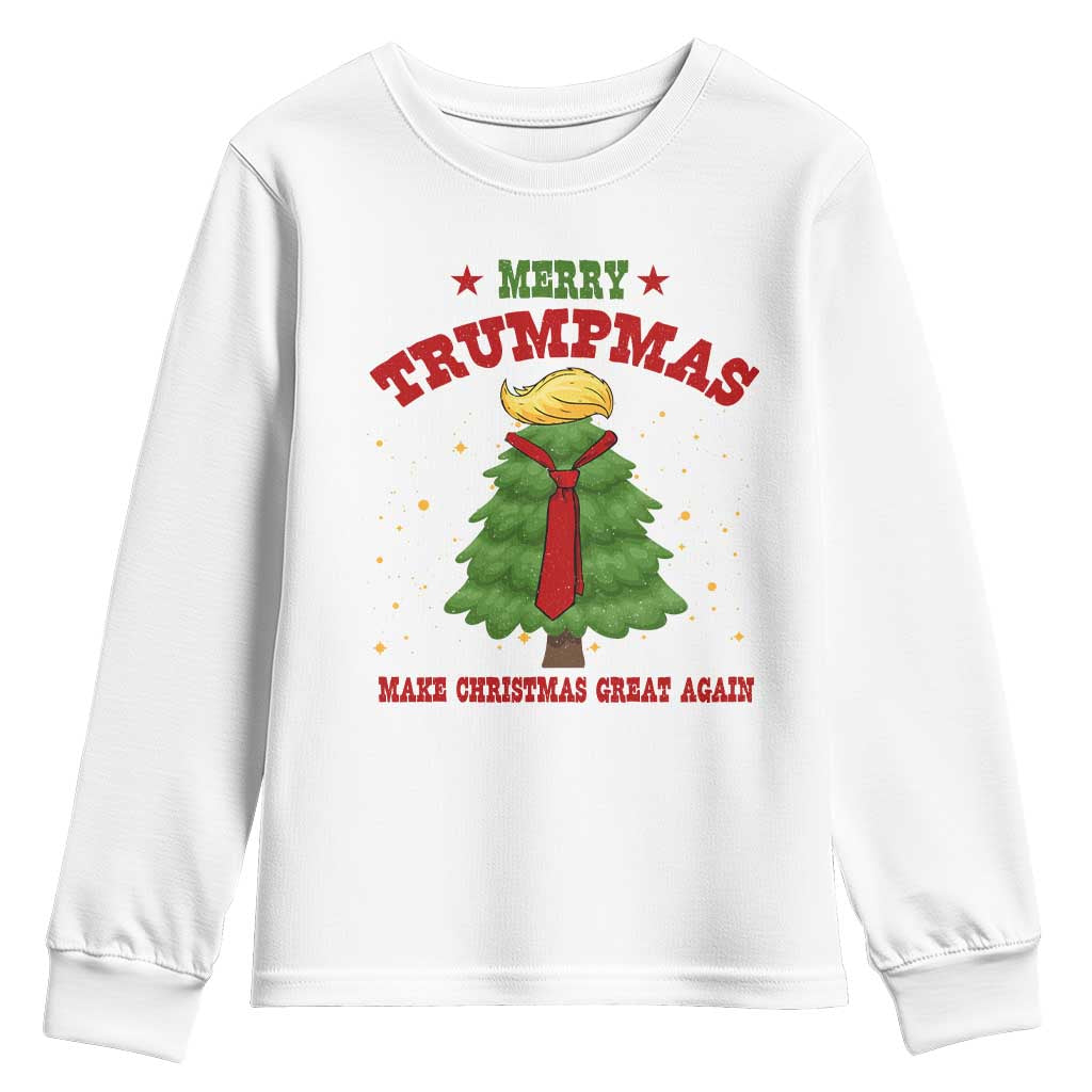 Christmas Trump Youth Sweatshirt Merry Trumpmas Make Christmas Great Again TS09 White Print Your Wear