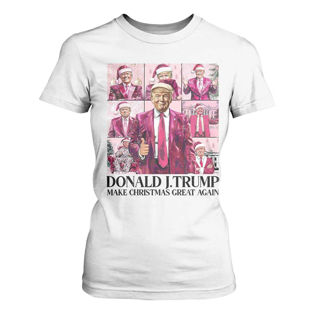 Christmas Trump T Shirt For Women Pink Trump Era Make Christmas Great Again TS09 White Print Your Wear