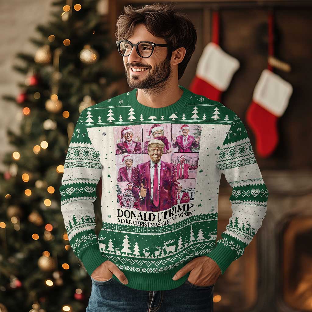 Xmas Trump Ugly Christmas Sweater Pink Trump Era Make Christmas Great Again TS09 Green Print Your Wear