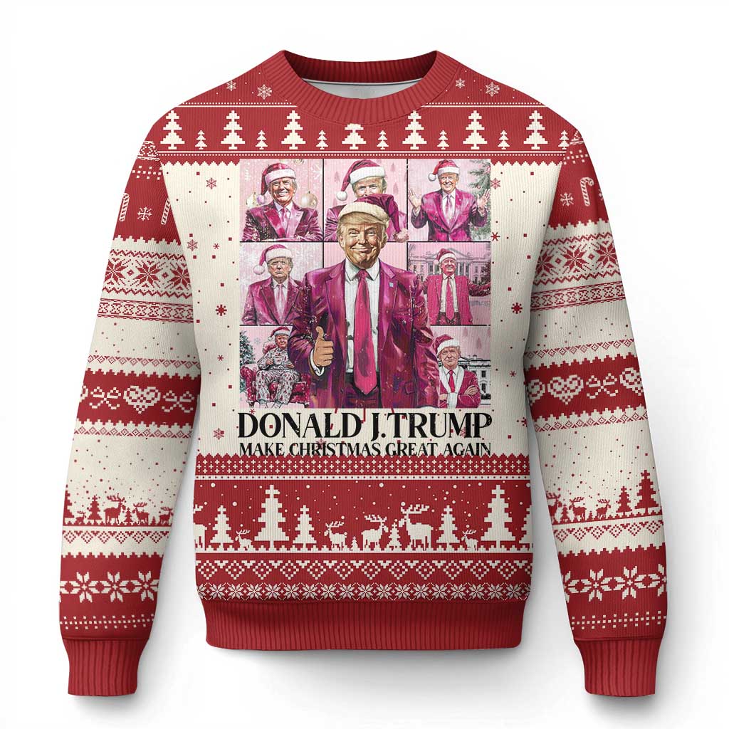 Xmas Trump Ugly Christmas Sweater Pink Trump Era Make Christmas Great Again TS09 Red Print Your Wear