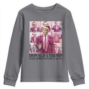 Christmas Trump Youth Sweatshirt Pink Trump Era Make Christmas Great Again TS09 Charcoal Print Your Wear