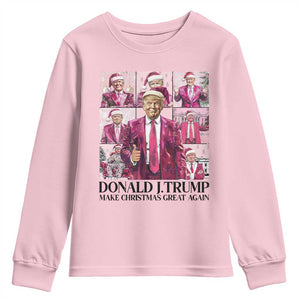 Christmas Trump Youth Sweatshirt Pink Trump Era Make Christmas Great Again TS09 Light Pink Print Your Wear