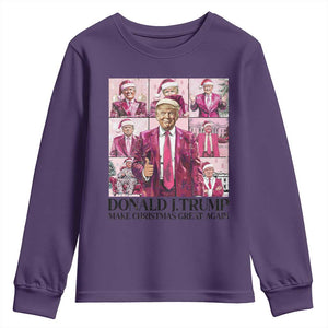 Christmas Trump Youth Sweatshirt Pink Trump Era Make Christmas Great Again TS09 Purple Print Your Wear