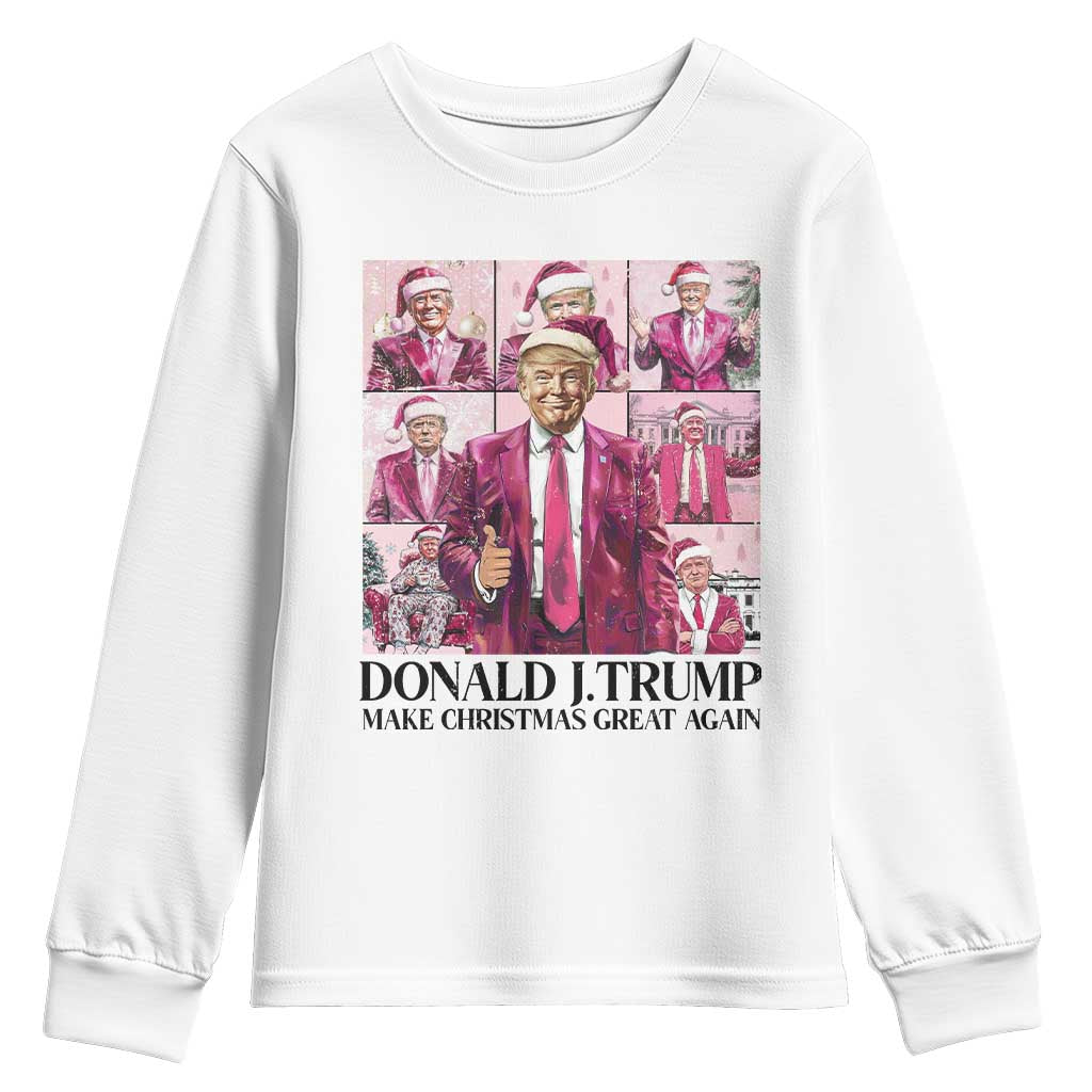 Christmas Trump Youth Sweatshirt Pink Trump Era Make Christmas Great Again TS09 White Print Your Wear