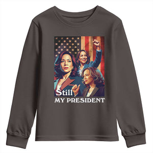 Harris Supporter Youth Sweatshirt Kamala Still My President TS09 Dark Chocolate Print Your Wear