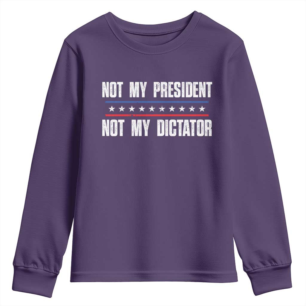 Not My President Not My Dictator Youth Sweatshirt TS09 Purple Print Your Wear
